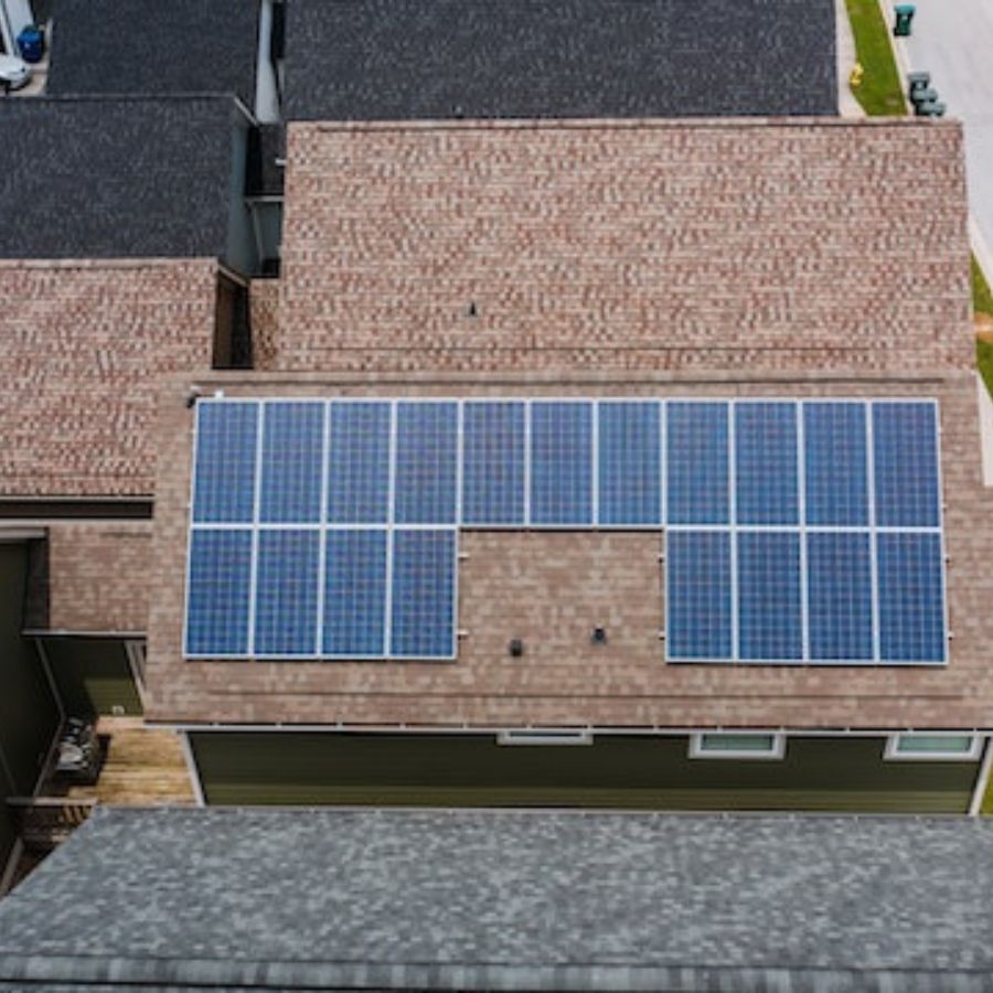 solar panels on a tiled roof