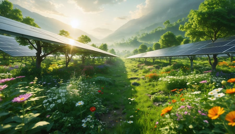 Basic Solar Powered Ecosystem Solar Farms Transform Wasteland into Thriving Green Ecosystems ...
