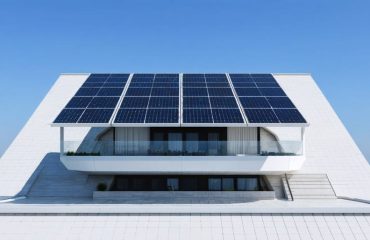 An image depicting a modern home with sleek, integrated solar panels on the roof capturing sunlight, symbolizing advanced solar technology that combines aesthetics with high efficiency.