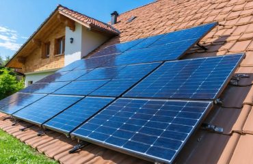 An image showing three solar panels connected in parallel against a suburban home, illustrating enhanced current output and system reliability. Technical schematics highlight the wiring connections.