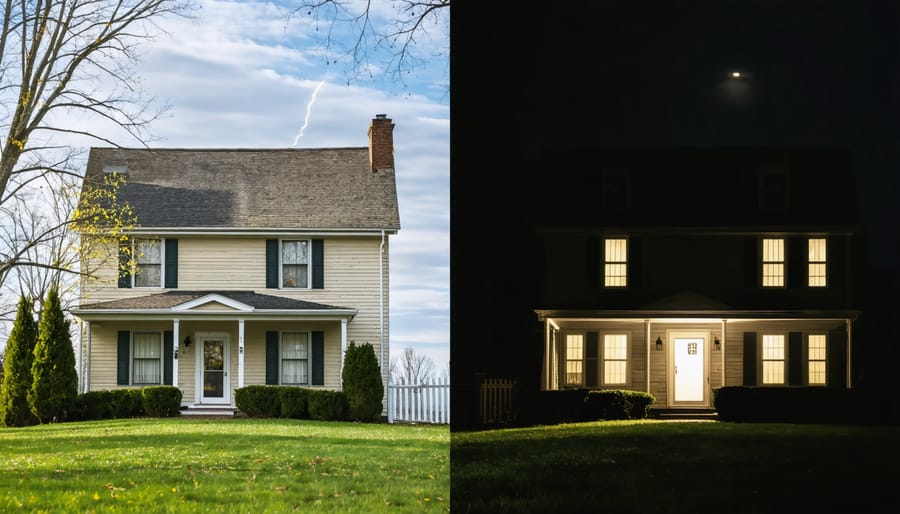 Comparison of house with and without battery backup during power outage