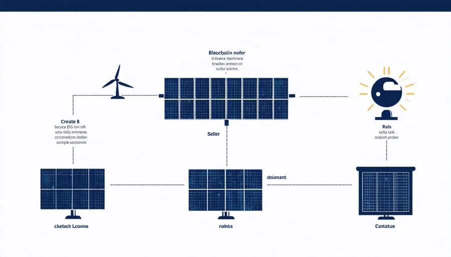 Detailed illustration of hardware and software components needed for blockchain solar integration