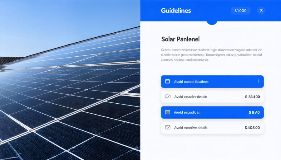 Infographic showing solar panel installation with federal tax credit percentages and savings calculations