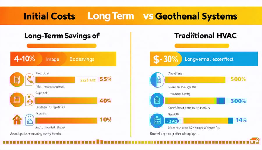 Cost comparison chart showing 20-year cost analysis of geothermal versus conventional heating and cooling systems