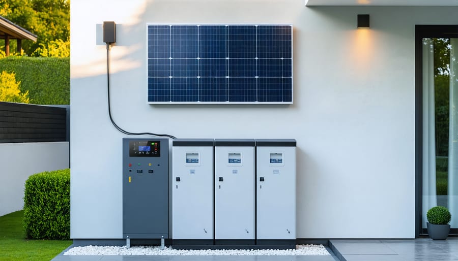Wall-mounted residential energy storage battery system with digital display and monitoring interface