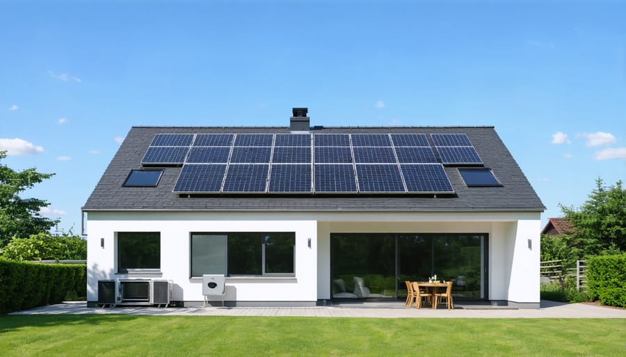 Residential solar installation showing panels and 3-phase inverter system components
