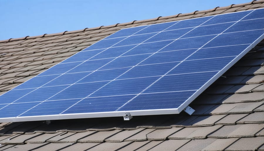 Home solar installation with battery storage system and smart monitoring display