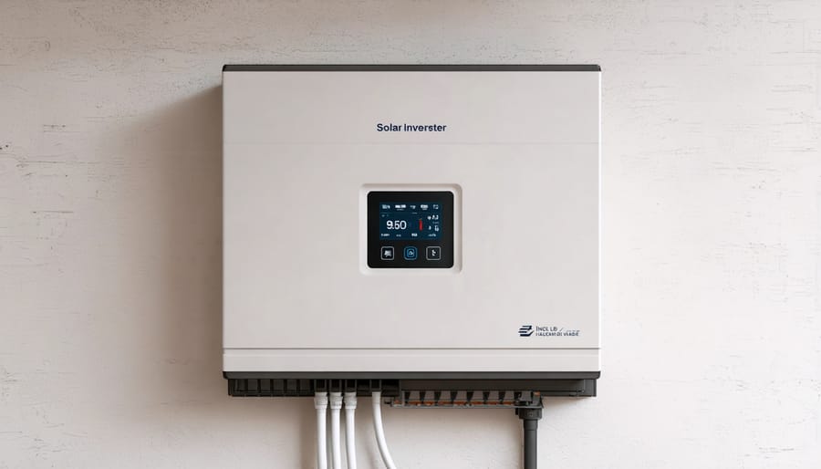 Contemporary solar inverter showing digital display and monitoring features