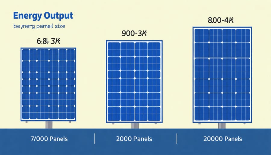 Visual guide showing relationship between panel sizes and energy production