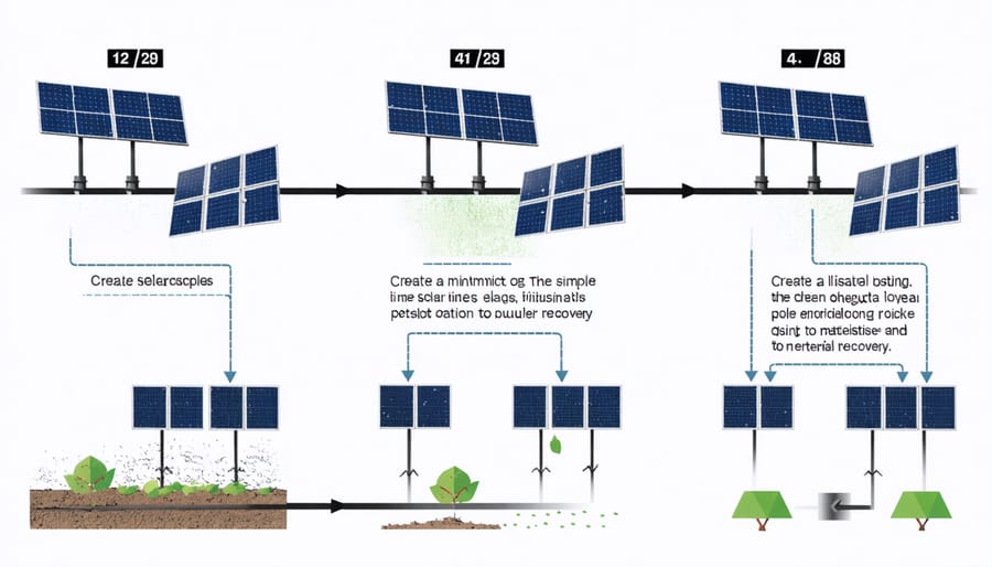 Flowchart showing the stages of solar panel recycling from collection to final processing