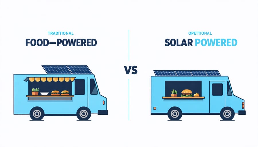Cost comparison chart displaying savings between conventional and solar food truck operations