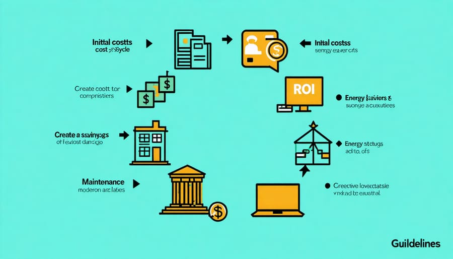 Life-cycle cost analysis diagram showing key components of solar panel ownership