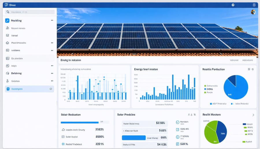 Solar monitoring dashboard displaying real-time performance data and system analytics
