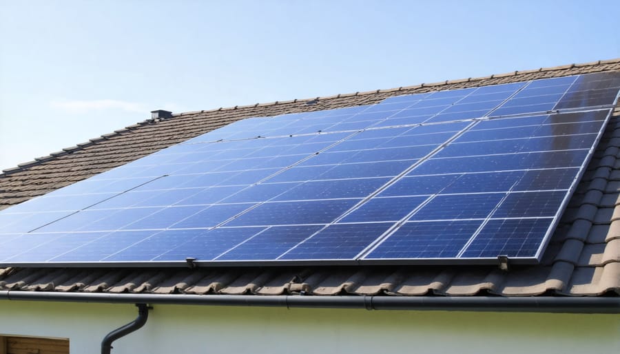 House with solar panels being installed, showing required permit documents and inspection process