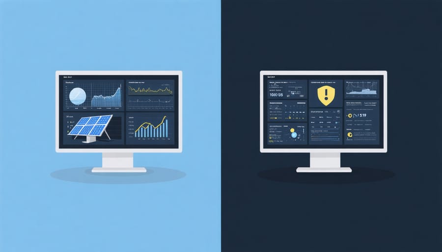 Comparison of secure and compromised solar system monitoring interfaces