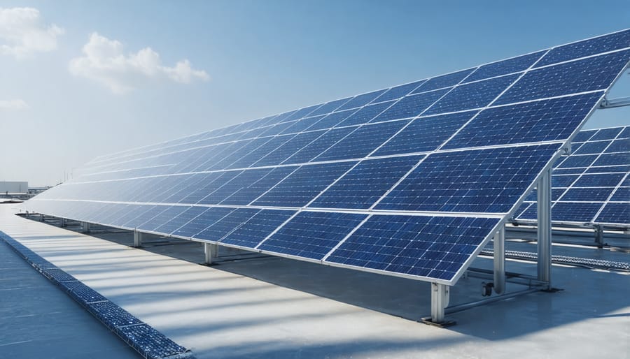 Advanced solar manufacturing plant showcasing water conservation technology