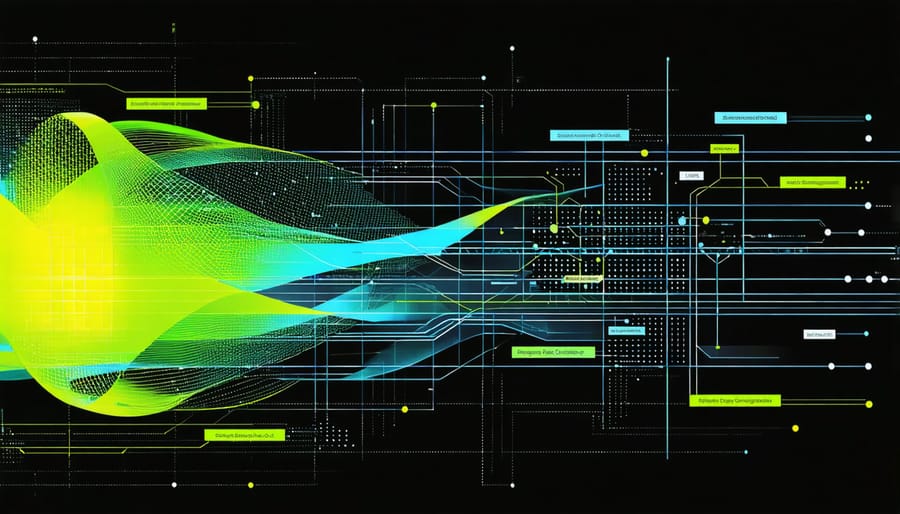 Interactive dashboard displaying energy distribution between solar, battery, and grid with AI decision points