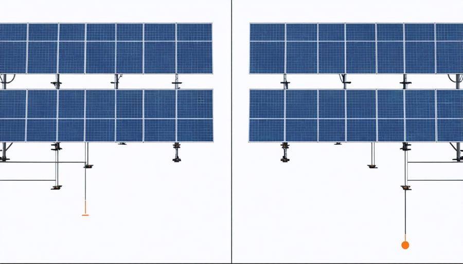 Comparison of AI-controlled solar panels tracking the sun versus traditional fixed panels