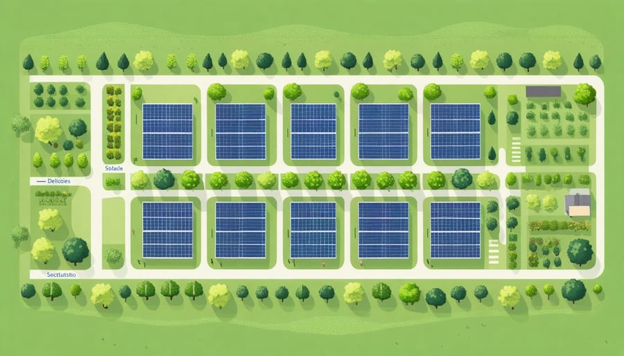 Diagram illustrating how community solar projects connect multiple households to a shared solar array