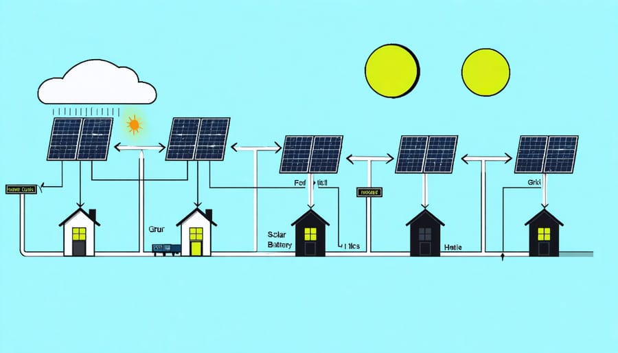 Power flow diagram demonstrating how electricity moves through a solar battery system