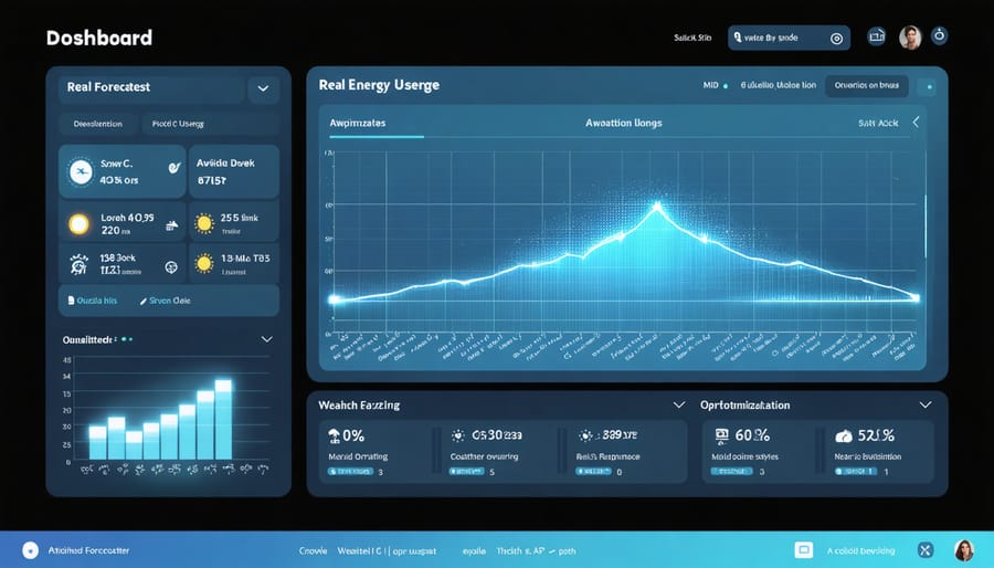 Smart home energy management dashboard displaying AI-powered solar system analytics