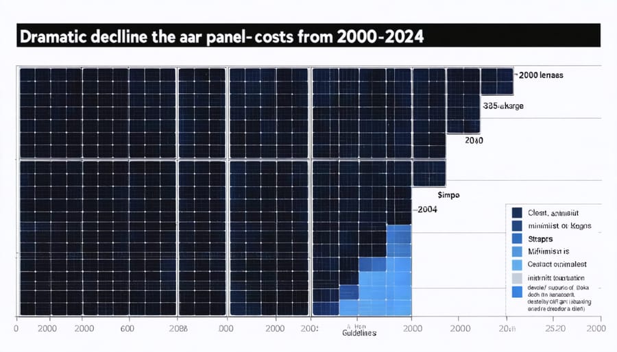 Graph depicting 80% decrease in solar panel prices over the past two decades