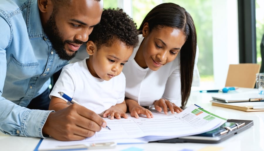 Homeowners discussing solar financing options with professional consultant