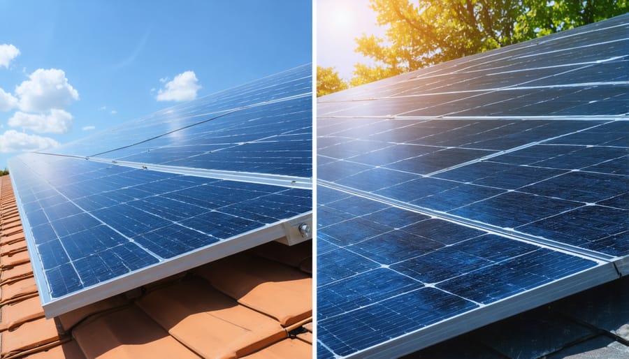 Side-by-side comparison of correctly and incorrectly installed solar panels highlighting key installation factors