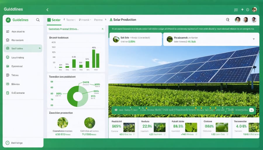 Digital display showing solar energy production statistics and equivalent carbon offset calculations