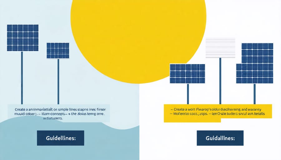 Comparative chart showing different solar system proposals with warranty and cost information