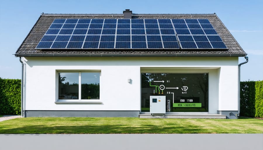 Diagram showing solar panel system capacity evaluation and electrical panel specs