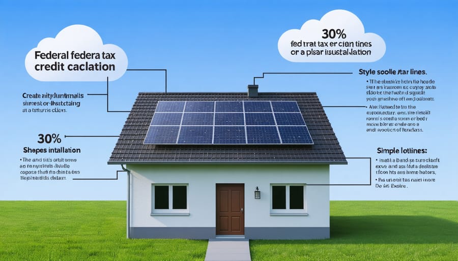 Visual breakdown of federal solar tax credit savings on a $20,000 solar system installation