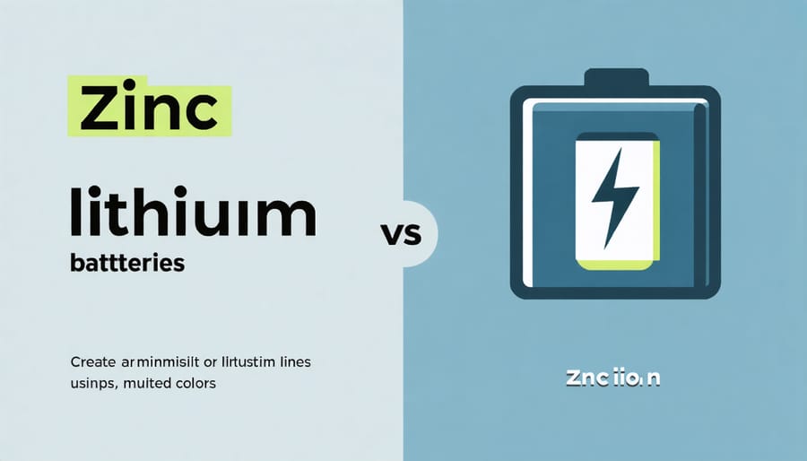 Side-by-side comparison diagram showing safety advantages of zinc batteries over lithium-ion