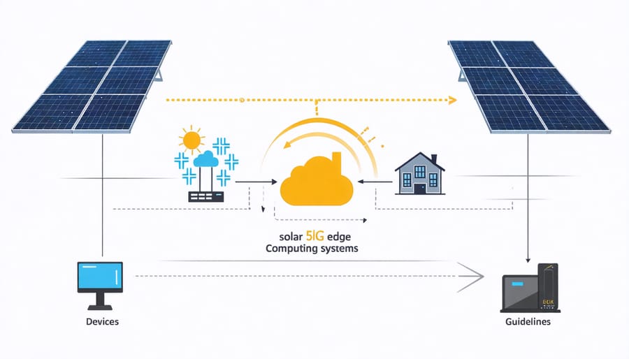Infographic illustrating how 5G edge computing connects and manages solar power systems