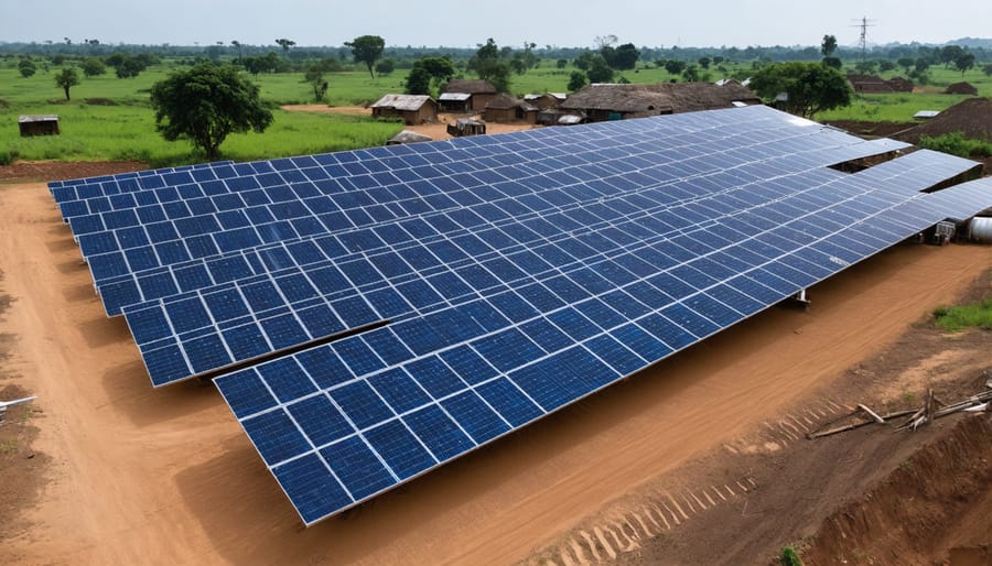 Large-scale solar farm in Africa providing power to nearby communities