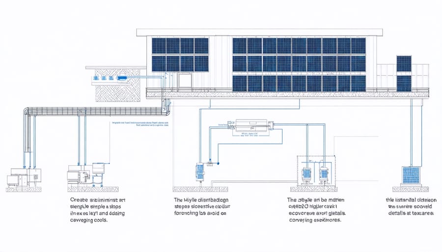 Step-by-step illustration of BIPV installation process and system components