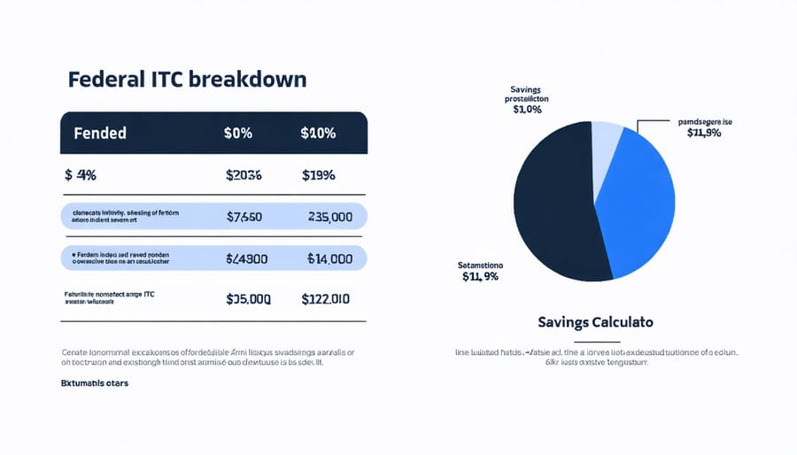 Chart illustrating the 30% Federal Solar Investment Tax Credit calculation with example figures