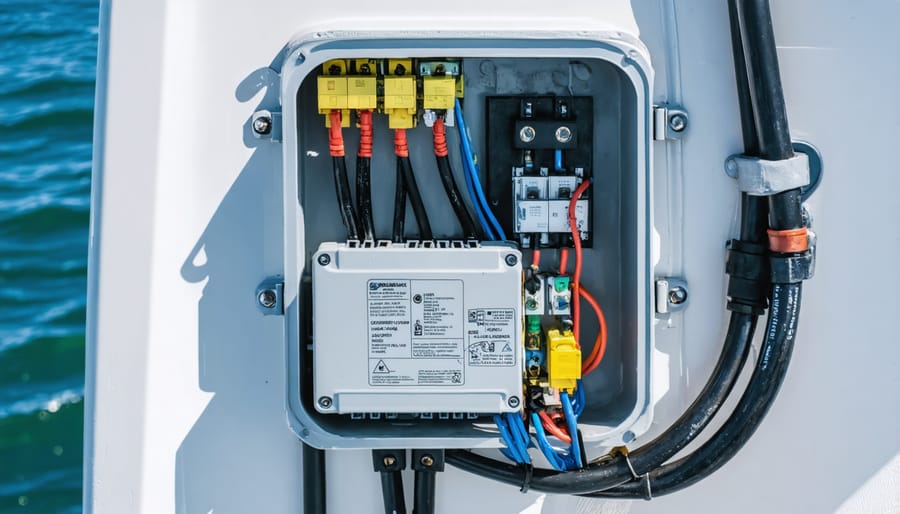 Waterproof electrical connections and wiring system for floating solar installation