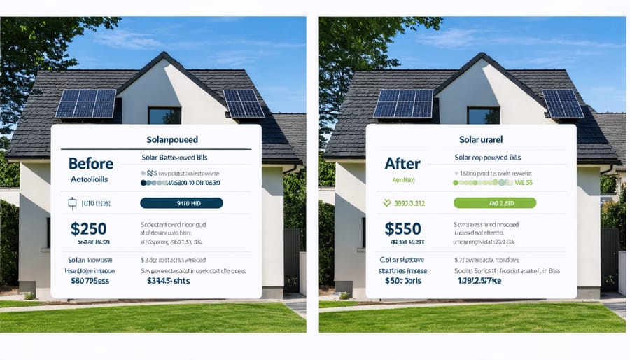 Comparison of utility bills showing cost savings after solar installation