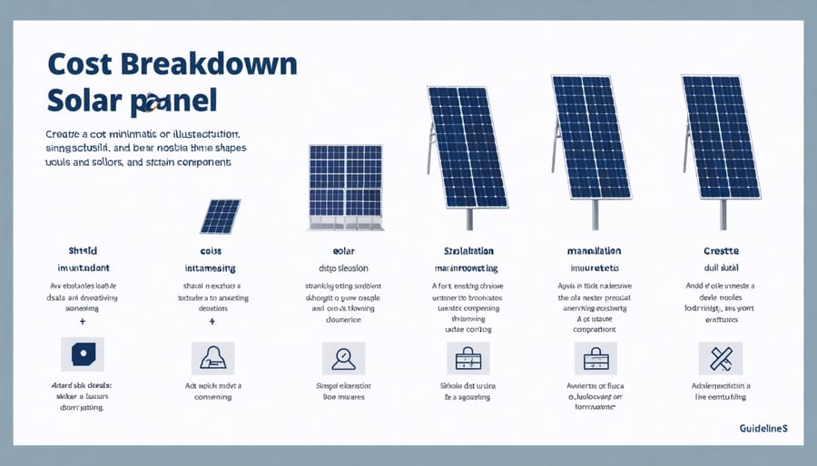 Visual breakdown of solar panel manufacturing and installation costs with percentages