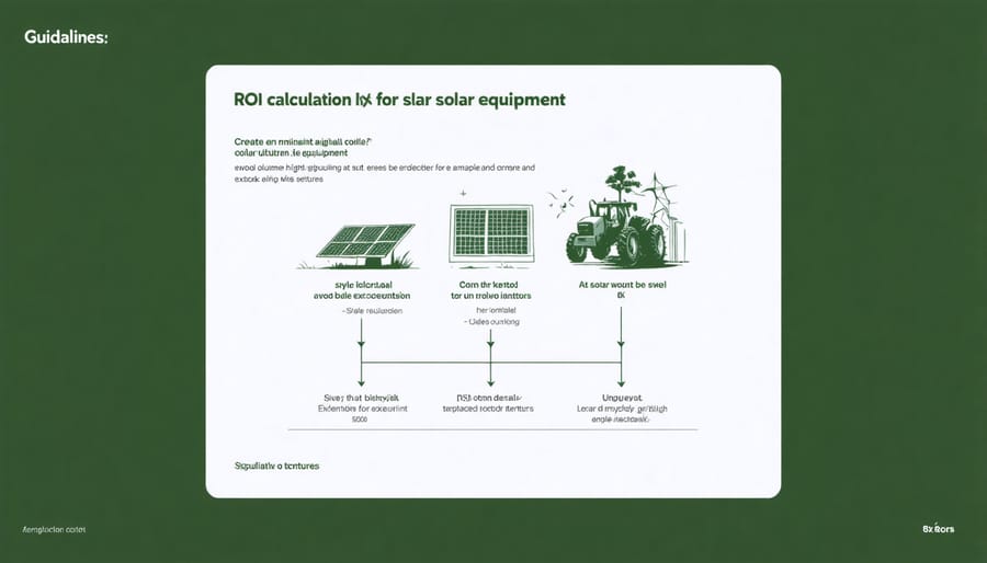 Visual chart comparing initial costs versus long-term savings of solar farm equipment