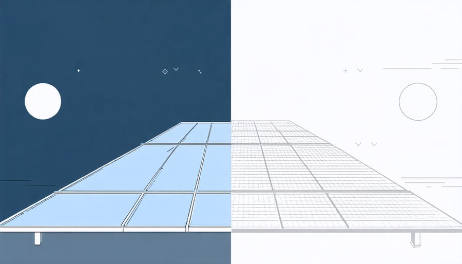 Comparison diagram showing traditional and innovative solar panel manufacturing processes