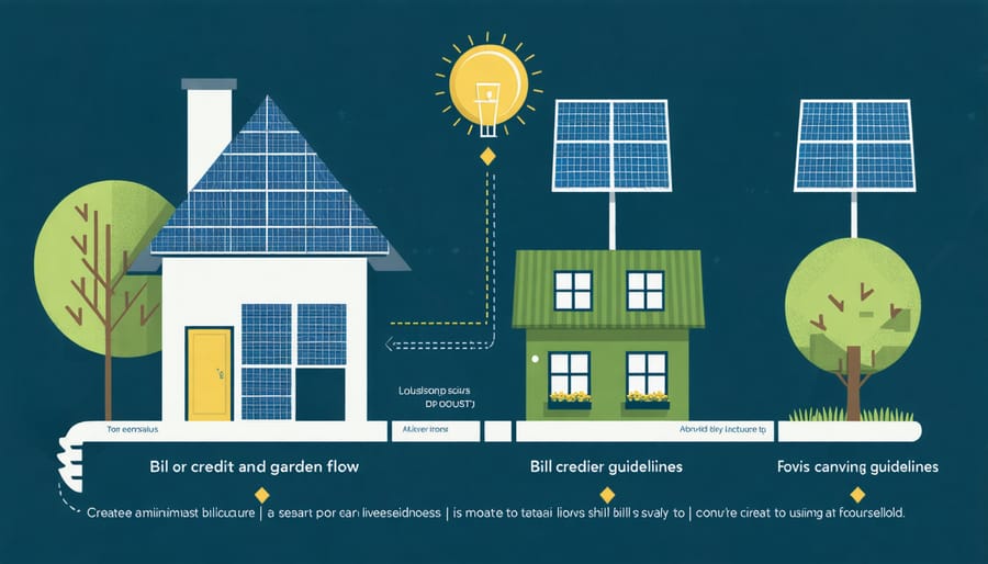 Visual diagram explaining how community solar credits appear on Xcel energy bills