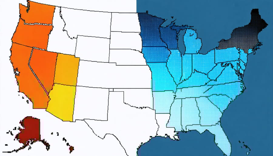 Color-coded map showing solar incentive availability across different US states