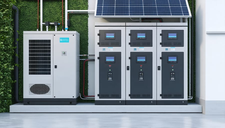 Professional installation of a residential battery storage system with solar inverter