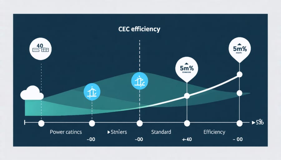Graph showing CEC efficiency curves compared to standard efficiency ratings at various power loads