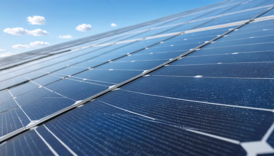 Side-by-side comparison showing rigid silicon solar panel next to bendable organic solar panel