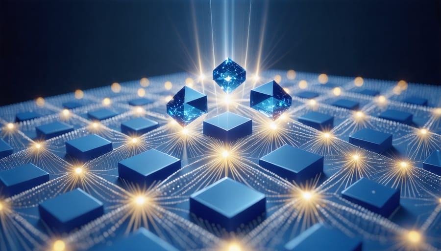 3D representation of perovskite crystal structure showing how it captures sunlight
