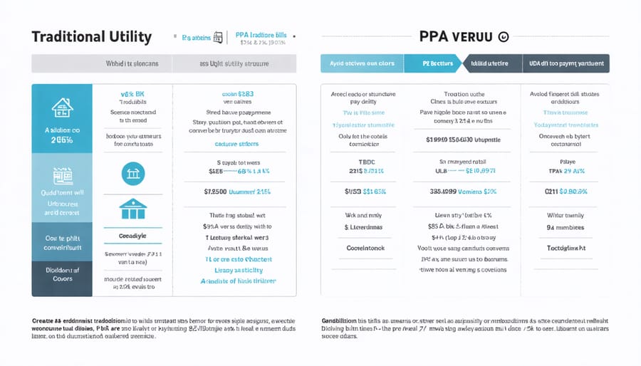 Graph comparing monthly energy costs between conventional electricity and solar PPA payments