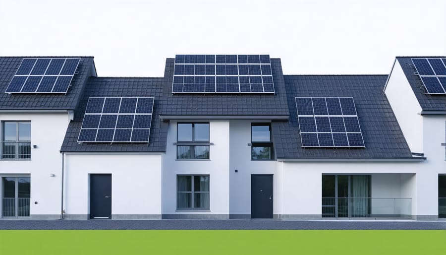 Illustration showing solar panels on different types of homes with PPA agreement details